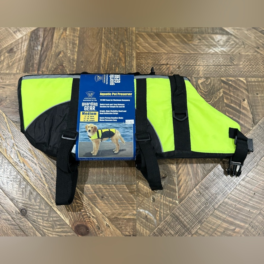 Guardian Gear Aquatic Pet Preserver Life Jacket Vest Yellow Medium 12-16" Length